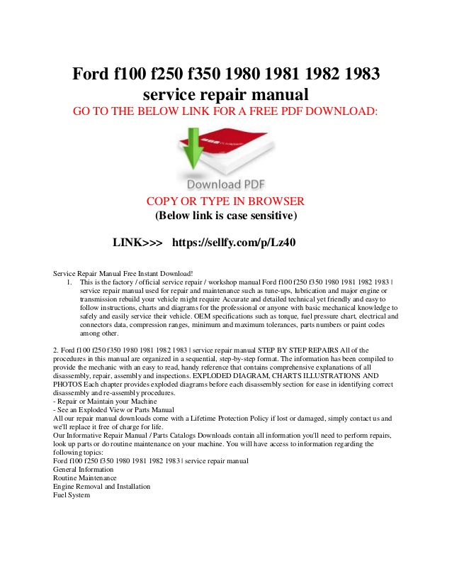 ford repair manual free download